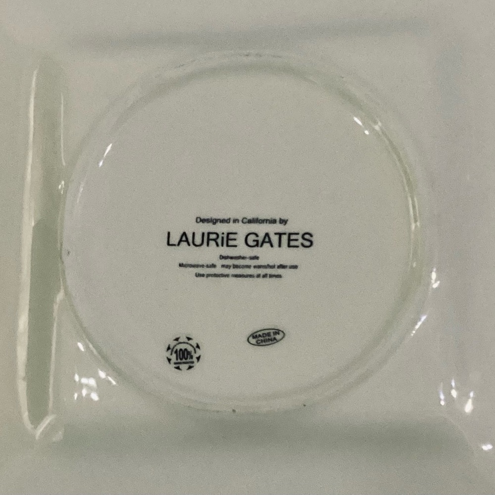 Laurie Gates Daisy Square Salad Luncheon Dessert Plates Hand-painted Set Of 2 - Picture 3 of 6